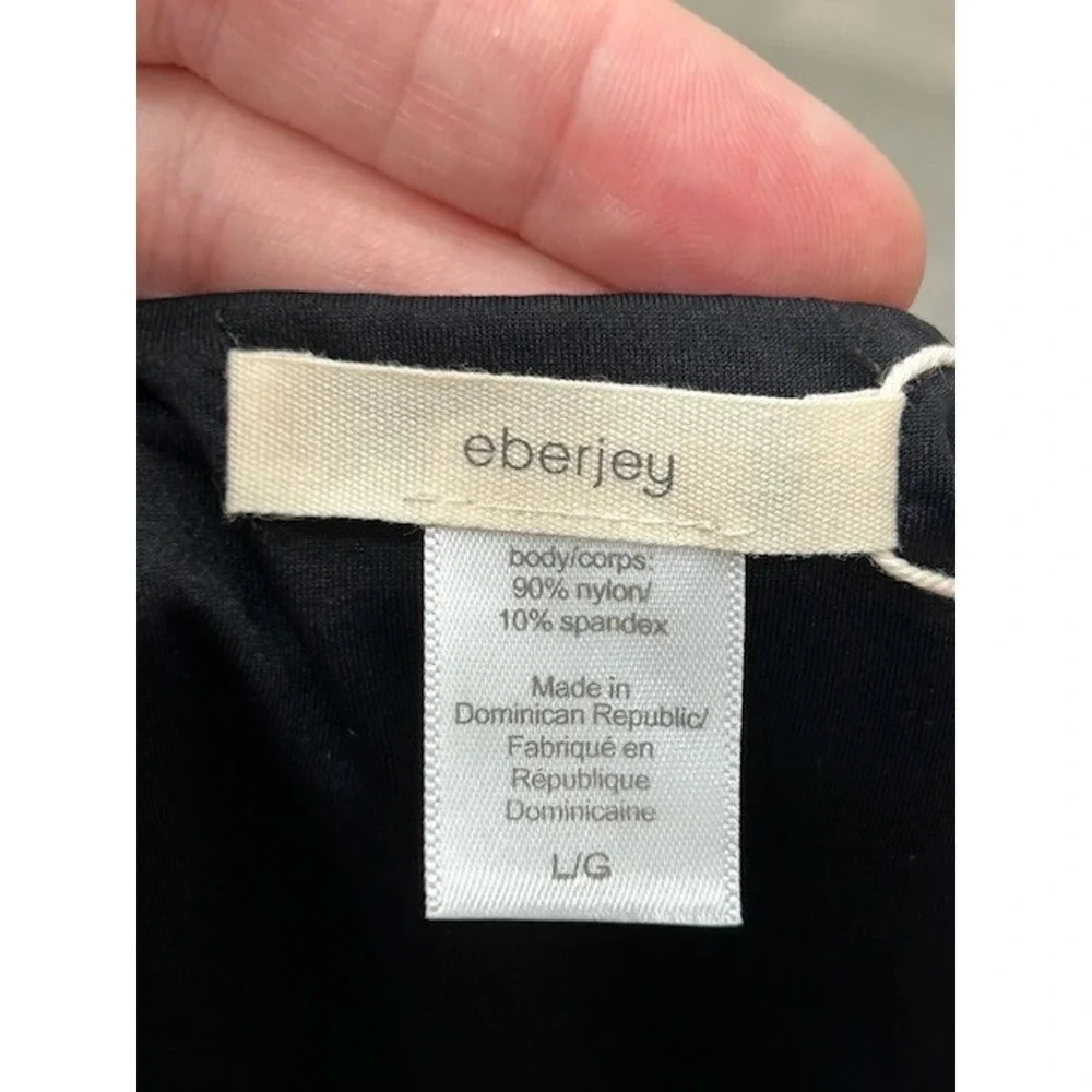 Eberjey Womens So‎ Solid Dree Bikini Bottom Low Rise High-Cut Leg Black Sz L NWT